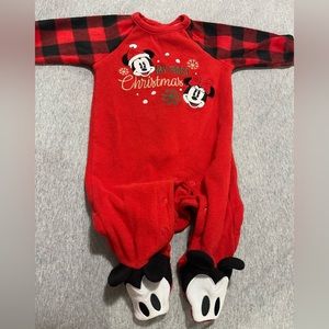 Minnie and Mickey first Christmas 6-9 month Pajamas (Buffalo Plaid)